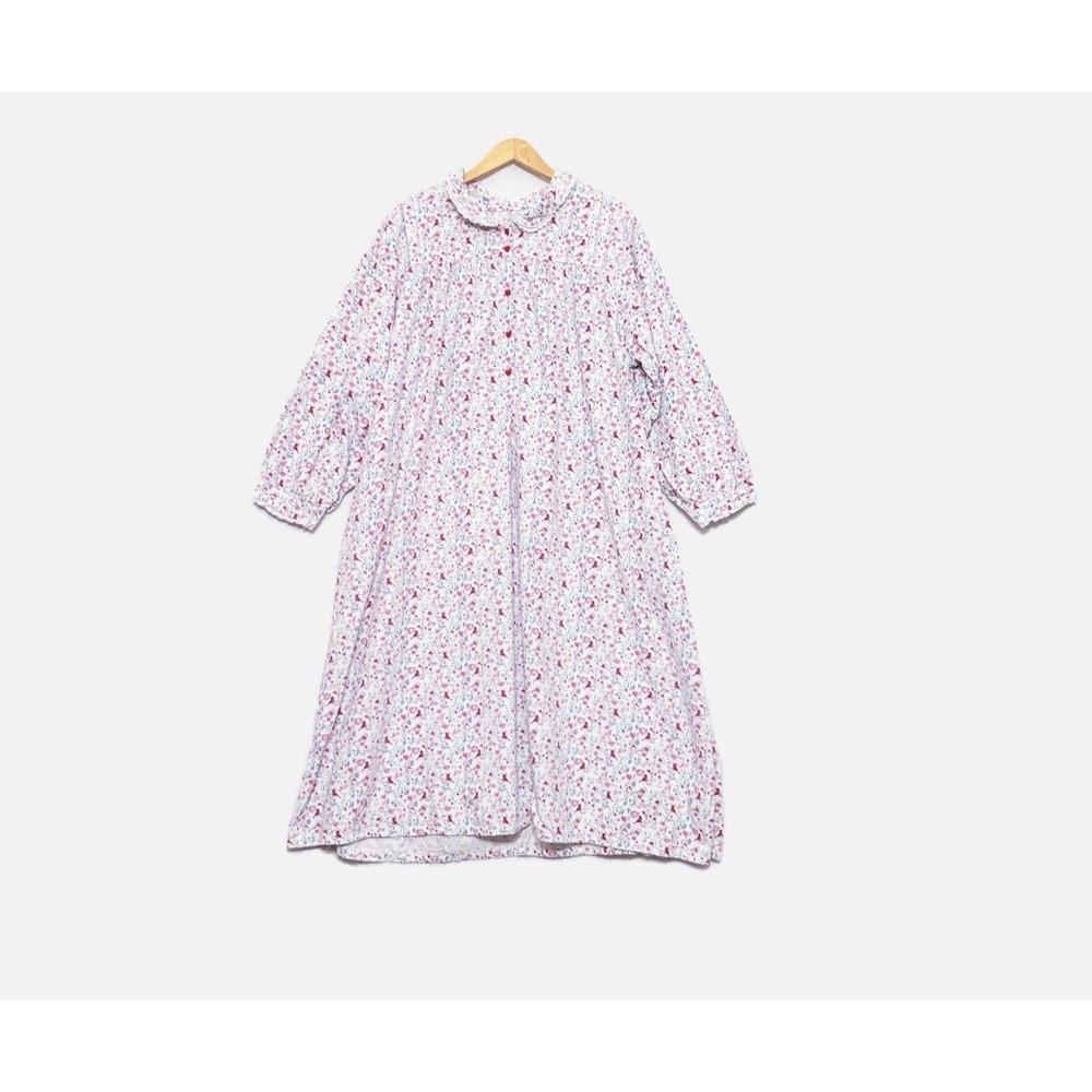 Lanz of Salzburg 2X Birds Floral 100% Cotton Flannel Nightgown Robe Tyrolean